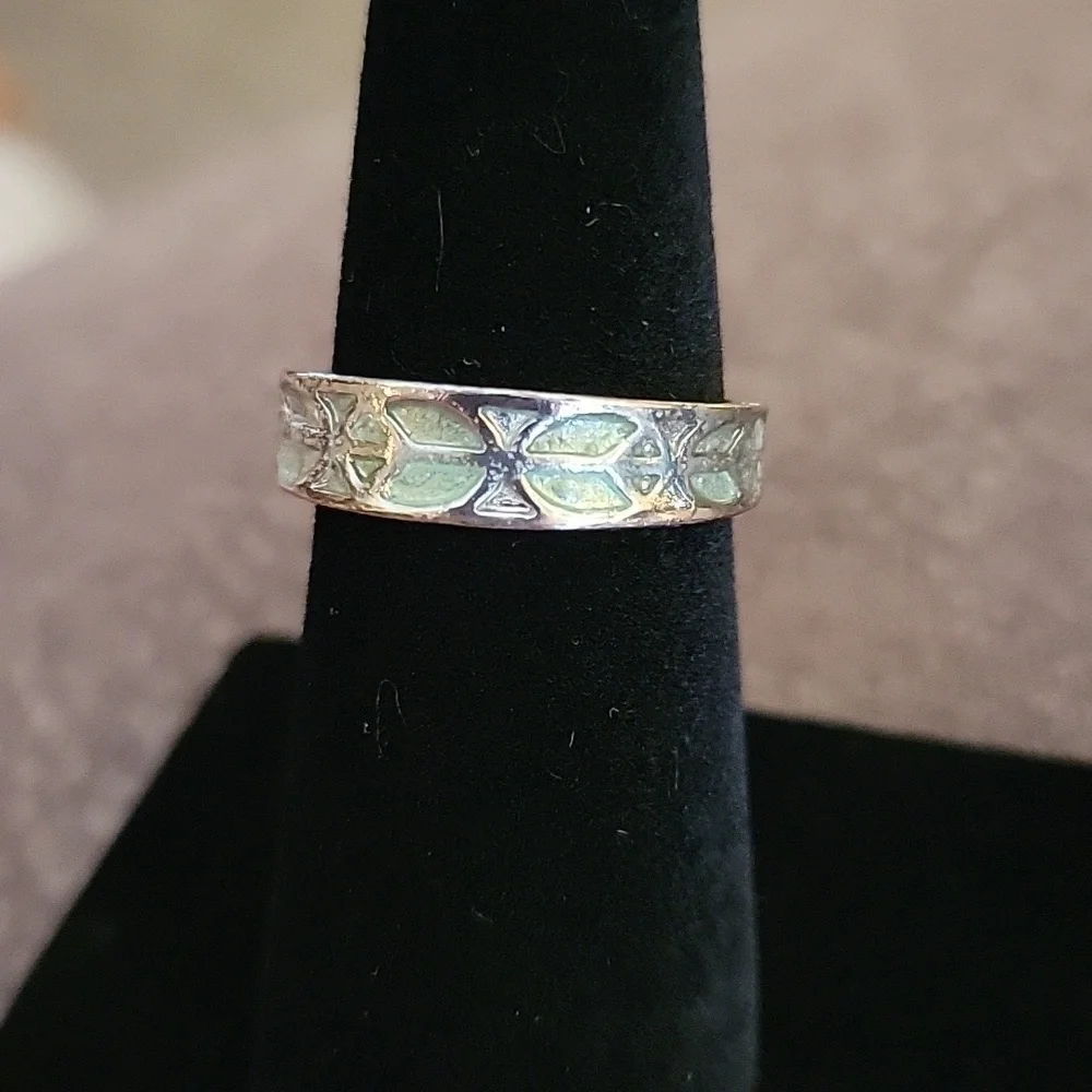 3/$30 Green Enamel Peace Sign Open Ring